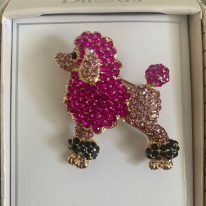 Elegant Pink Poodle Brooch